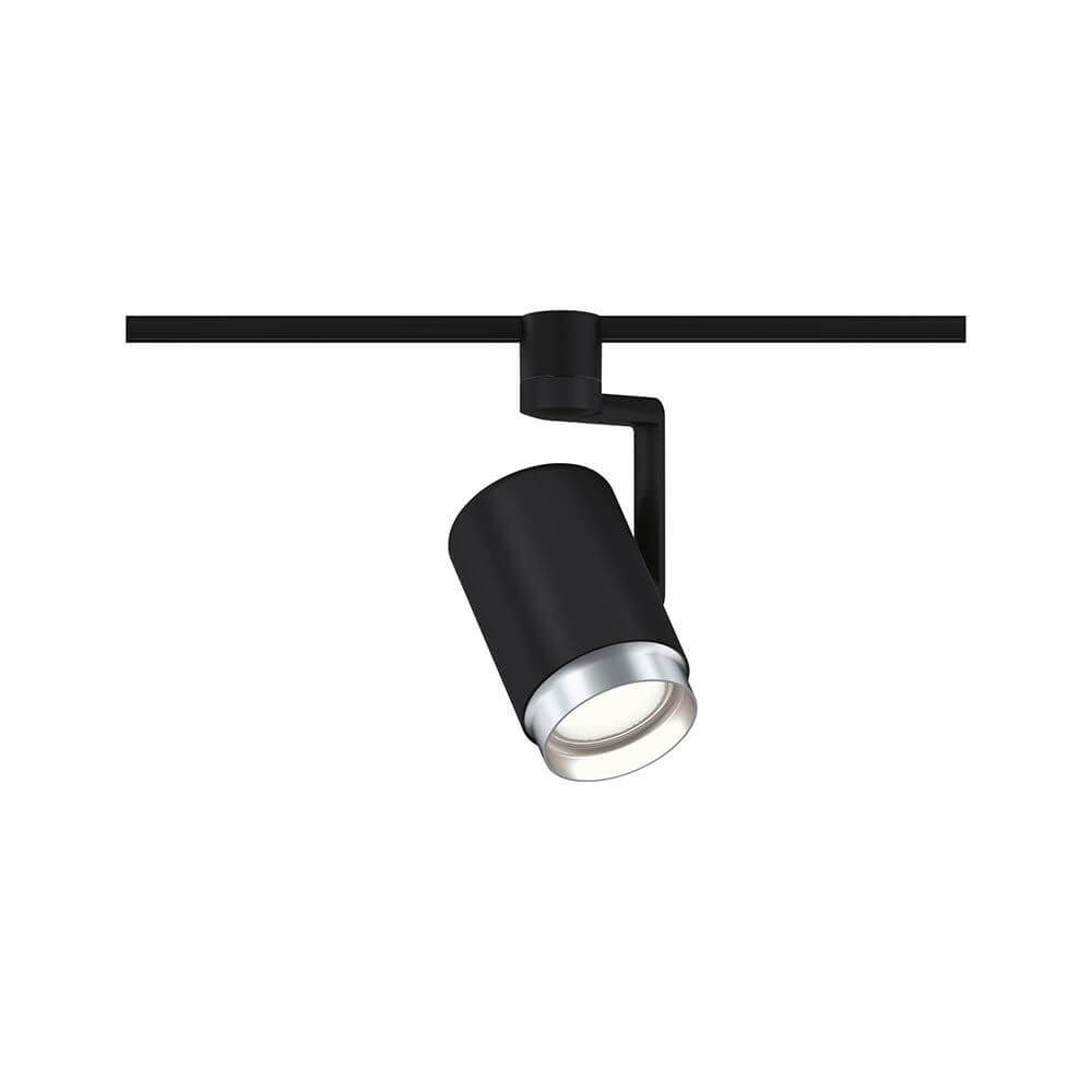 U-Rail Schienenspot Asthene Einzelspot Schwarz an einer Schiene montiert, ideal für flexible Lichtgestaltung.