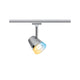 U-Rail Schienenspot Smart Home Zigbee Cone Weiß an einem Schienensystem mit einstellbarem Licht.