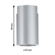 U-Rail Schienenspot Socket Einzelspot Chrom-Matt mit Abmessungen von 96 mm hoch und 55 mm Durchmesser.