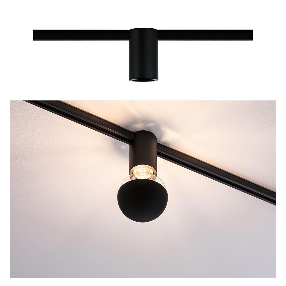 U-Rail Schienenspot Socket in Schwarz, ideal für dekorative Leuchtmittel und SmartHome Anwendungen.