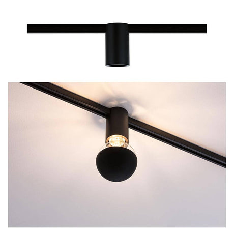 U-Rail Schienenspot Socket Einzelspot Schwarz, schwarzer URail Spot mit E27-Fassung und dekorativem Leuchtmittel