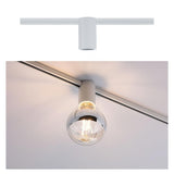 URail Schienenspot Sockel in Weiß mit dekorativer Glühlampe für modernes Raumdesign.