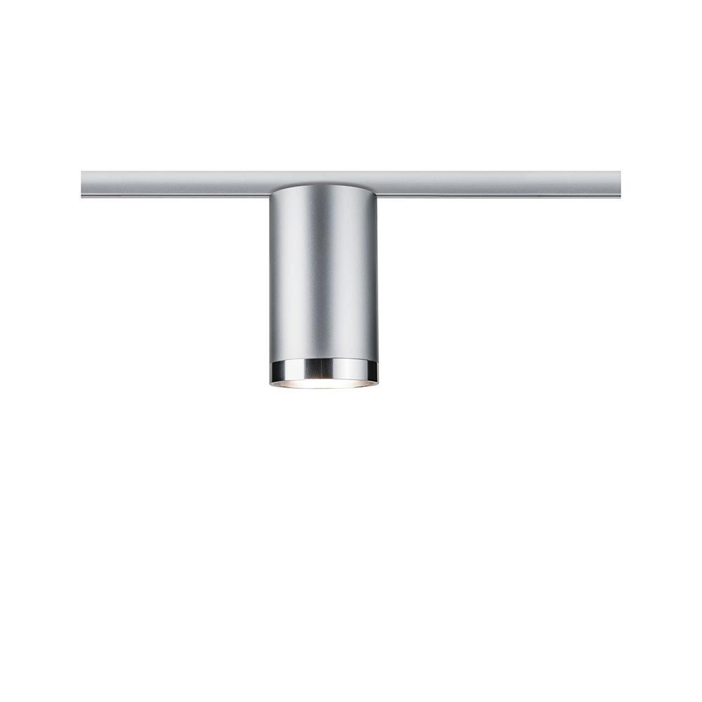 U-Rail Schienenspot Tube in Chrom matt, dimmbar, flexibles Lichtsystem für GU10-Leuchtmittel.