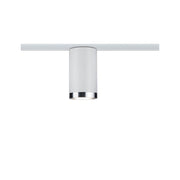 U-Rail track spotlight Tube single spot white, matte chrome mounted on track.