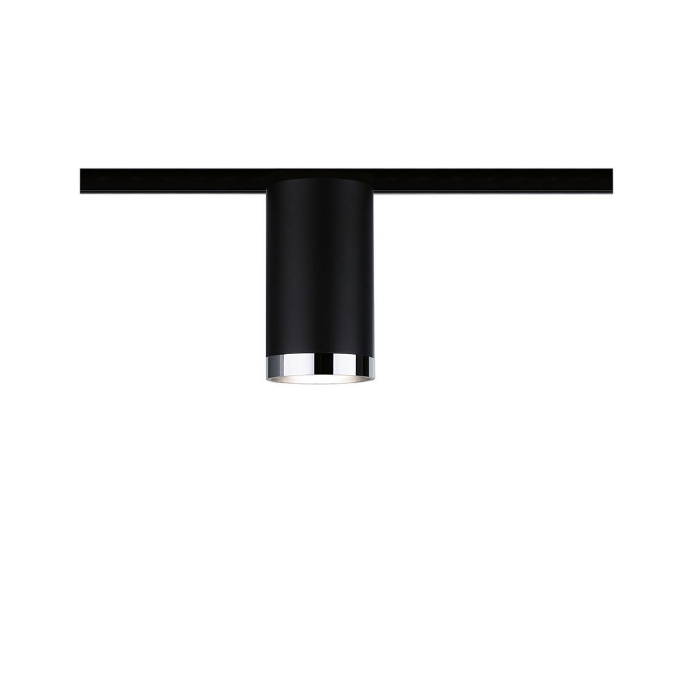 U-Rail Schienenspot Tube in Schwarz-Matt mit Chrom-Akzenten, LED-kompatibel, ideal für individuelle Lichtsysteme.
