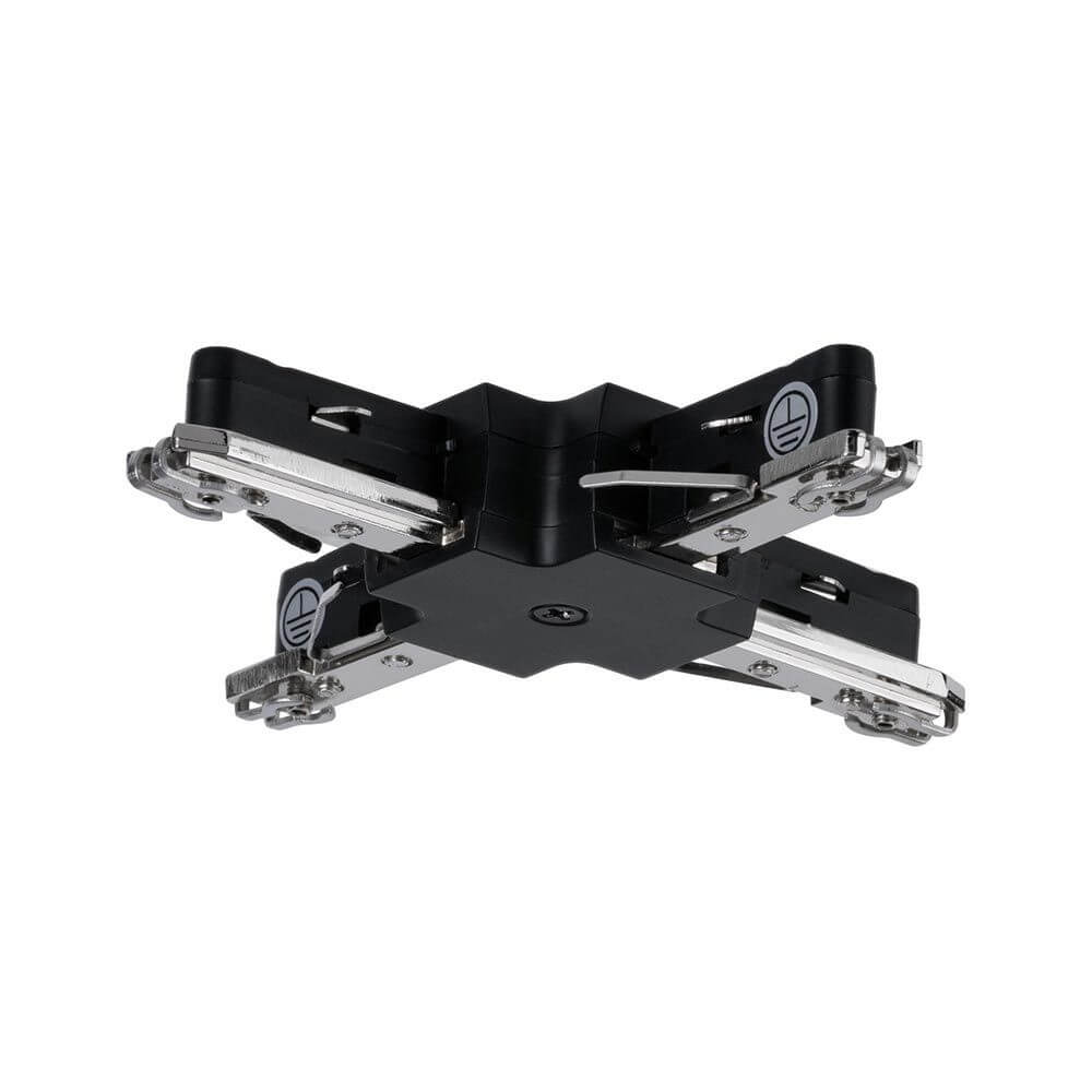 U-Rail Verbinder X-Stück 10,4 x 10,4cm Schwarz-Matt für X-Installationen im U-Rail System.