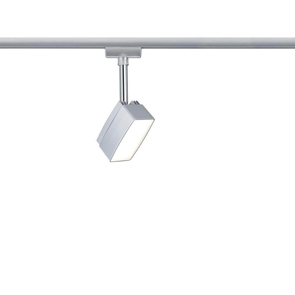 URail LED-Spot 5W Pedal 230V an einer Schiene montiert, ideales LED Lichtsystem für individuelle Beleuchtung.