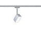 URail LED-Spot 5W Pedal 230V an einer Schiene montiert, ideales LED Lichtsystem für individuelle Beleuchtung.