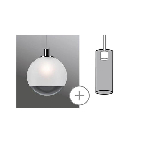 URail 2Easy Alari max.20W Satin Klar 300mm Kugelleuchte mit satiniertem Glas und Chromdetails
