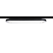 URail LED Panel Ring 7W Schwarz an einer Schiene montiert, bietet blendarmes und flächiges Licht.