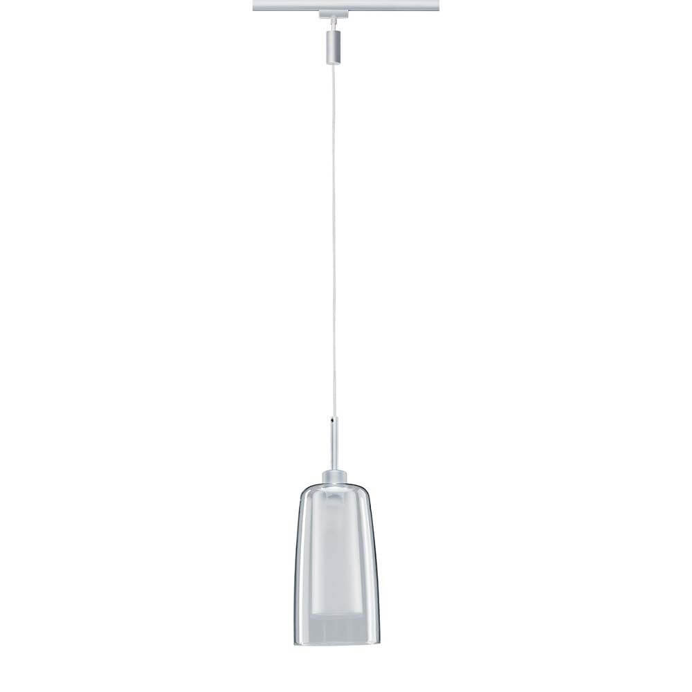URail LED Pendulum Arido II 1x5W GU10 Klar Satin Glas hängende Leuchte mit klarer Glasstruktur
