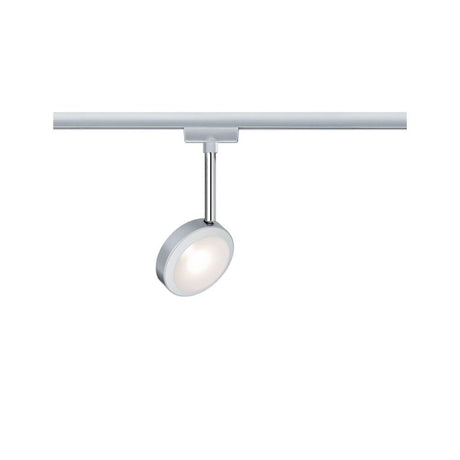 URail LED Spot Discus Chrom Dimmbar an URail Schiene mit mattem Chrom-Finish und fest verbautem Leuchtmittel.
