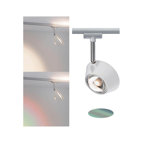URail LED Spot Sabik 13W Dimmbar Weiß mit Lichtbrechung und Regenbogen-Aura.