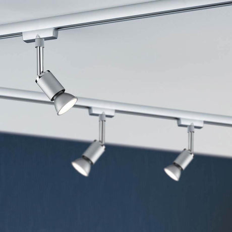 URail Schienensystem-Set Pure II 4-flammig Chrom mit 4 Spots auf einer Schiene.