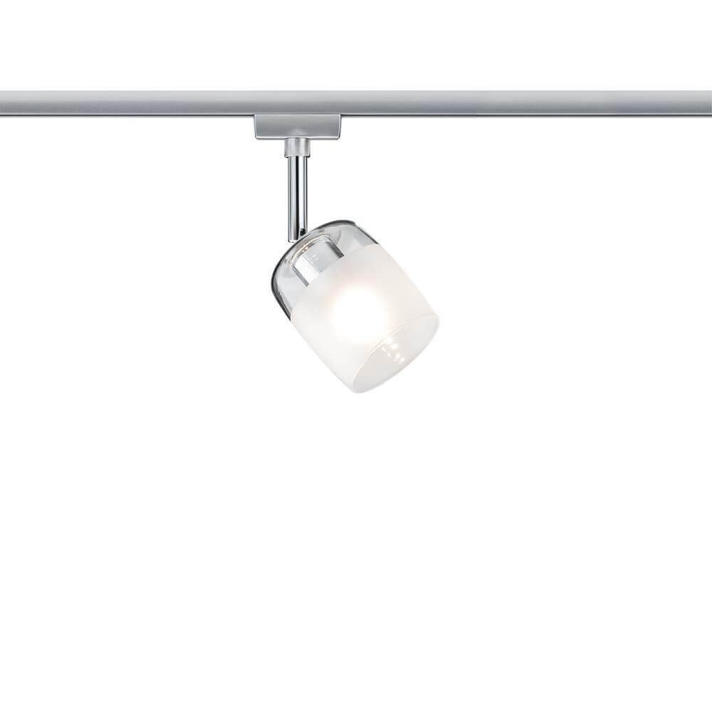 URail Spot Blossom Klar- Satin G9 mit dekorativem Glasschirm und blendarmem Licht in modernem Design.