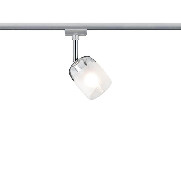 URail Spot Blossom Klar- Satin G9 mit dekorativem Glasschirm und blendarmem Licht in modernem Design.
