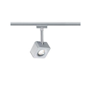 URail Spot Cube 1x8W dimm2warm in matte chrome, ideal for wall lighting and dimmable light quality.