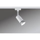 URail Spot Pure I Weiß GU10 an Decke montiert mit flexibler Blende und anpassbarem Licht.