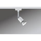 URail Spot Pure II Weiß GU10 an einer Decke montiert, modernes Design, flexible Lichtquelle, vielseitig einsetzbar.
