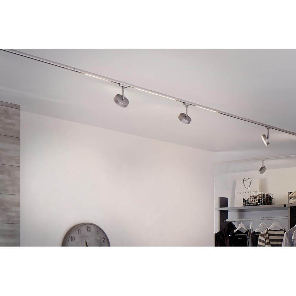 URail System LED Spot Circle 1x5W an einer Decke installiert, ideal für individuelle Lichtsysteme.