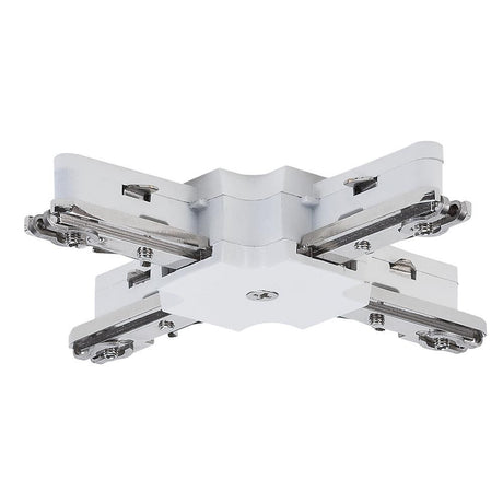 URail System Light&Easy X-Verbinder max. 1000W Weiß für flexible X-Installationen im 230 Volt URail Schienensystem.