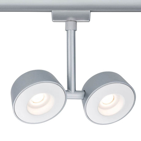 URail Systems LED-spot Double Pellet 2x4W dimbar krom-matt, dobbelt hodet LED-taklampe med direkte lys.