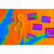 USB-LED Strip Neon Colorflex RGB 1m auf einem bunten Hintergrund mit Flamingo und Postkarten.