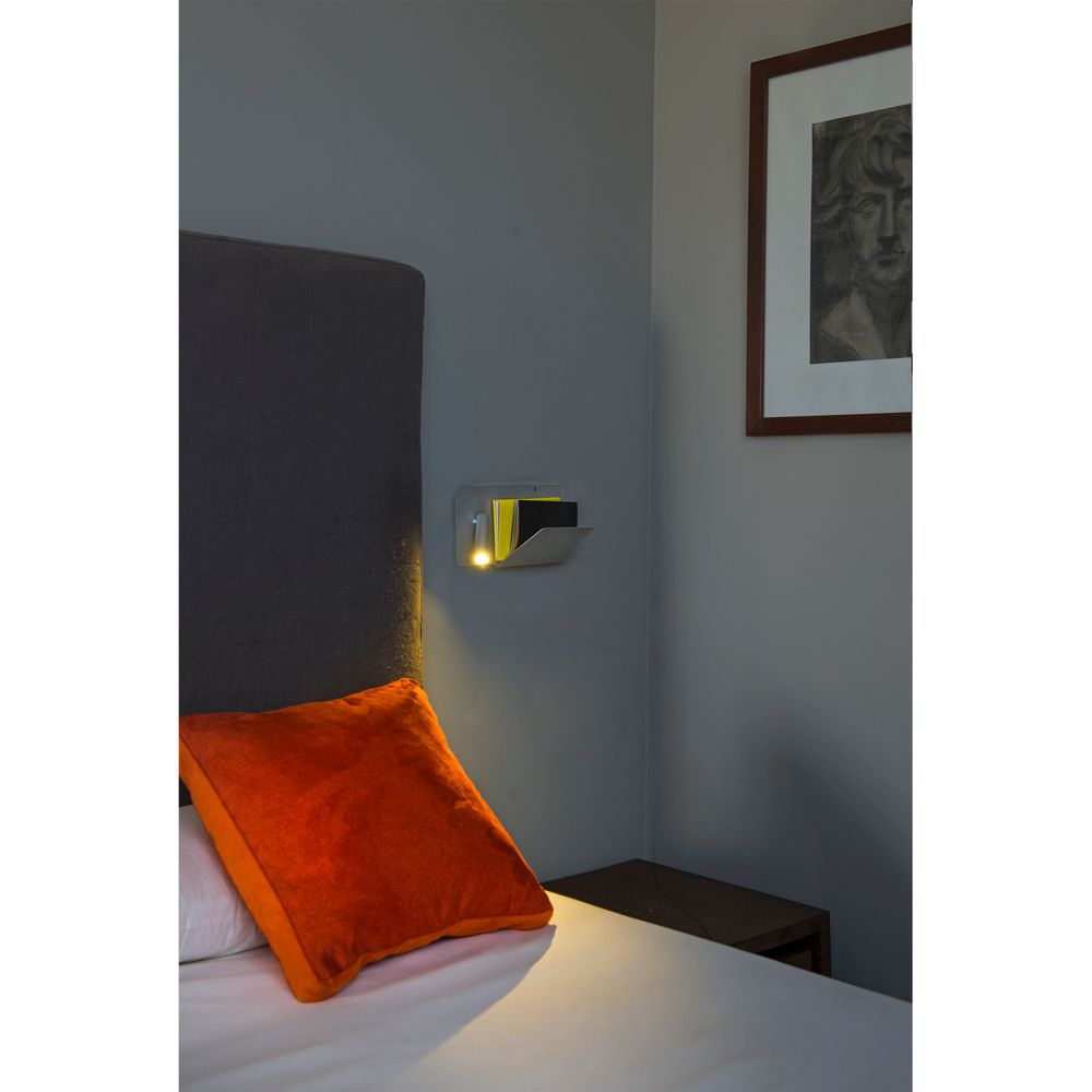 USB Wandlampe SUAU mit linken LED-Lesespot Grau  Faro Barcelona   