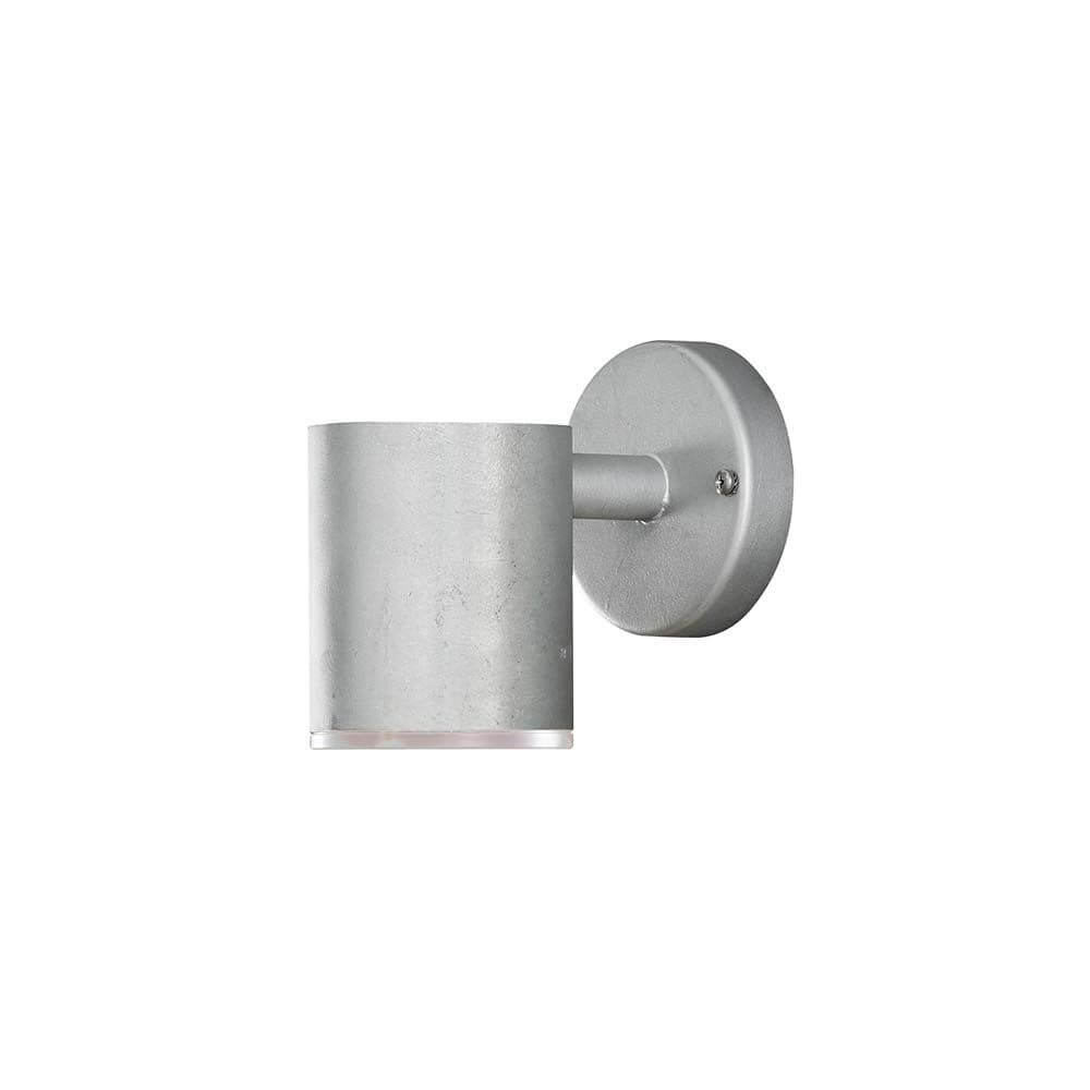Ull LED Wegeleuchte 3000K galvanisierter Stahl, Polycarbonat Glas an einer Wand montiert.