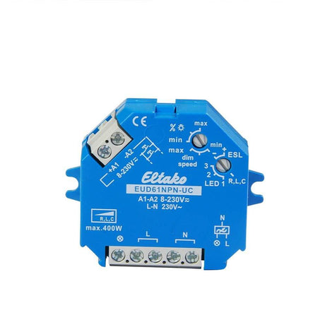 Variateur universel encastré pour lampes 230 V et transformateurs dimmables, Eltako EUD61NPN-UC, max. 400 W, commande dimmable