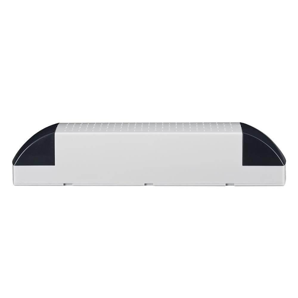 VDE Profi Elektroniktrafo 50-150W 12V 150VA Grau Schwarz von der Seite, ideal für höchste Ansprüche.
