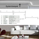 Systembeispiel für VIGO System LED-Linienmodul 100cm Alu-matt mit verschiedenen Modulen und Verbindungen.