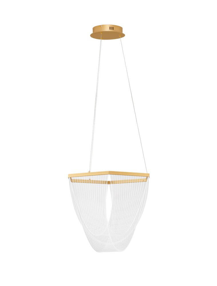 Valentin LED Pendelleuchte 3000K Gold, elegante Deckenleuchte mit Dimmoption und modernem Design.