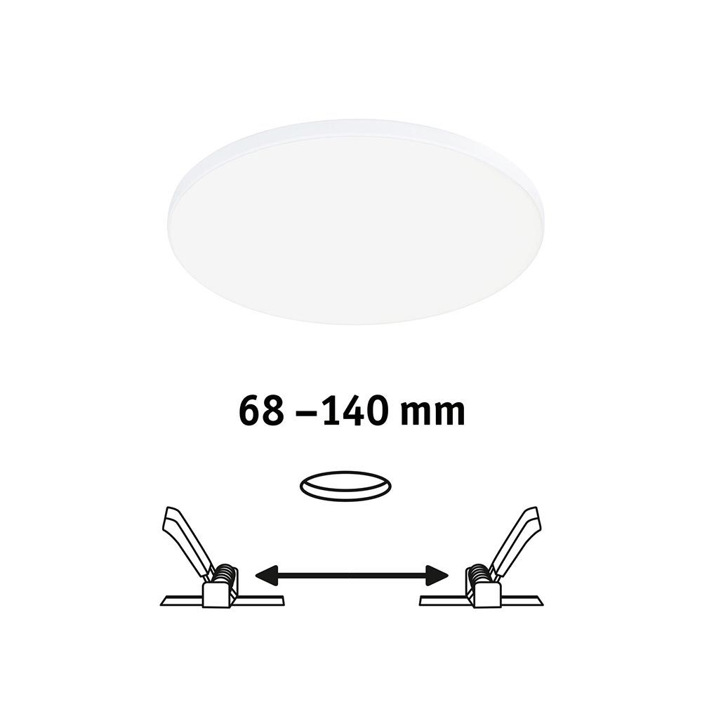 VariFit LED Einbaupanel Ø 16cm mit einstellbaren Klemmfedern von 68-140 mm für flexiblen Einbau.