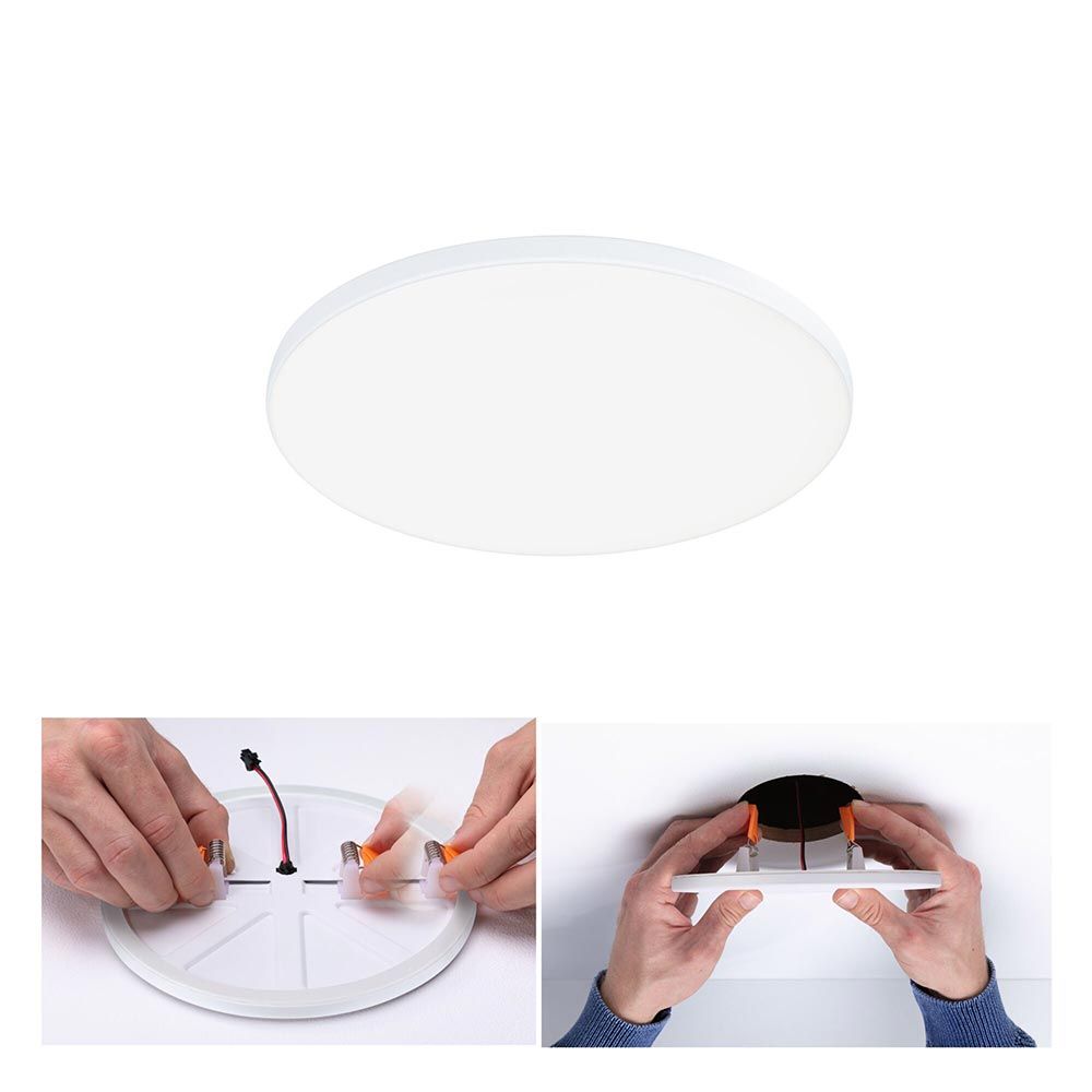 Einbaupanel VariFit Ø 16cm in Weiß, montagefreundlich mit flexibler Technik und gleichmäßiger Lichtausbeute.