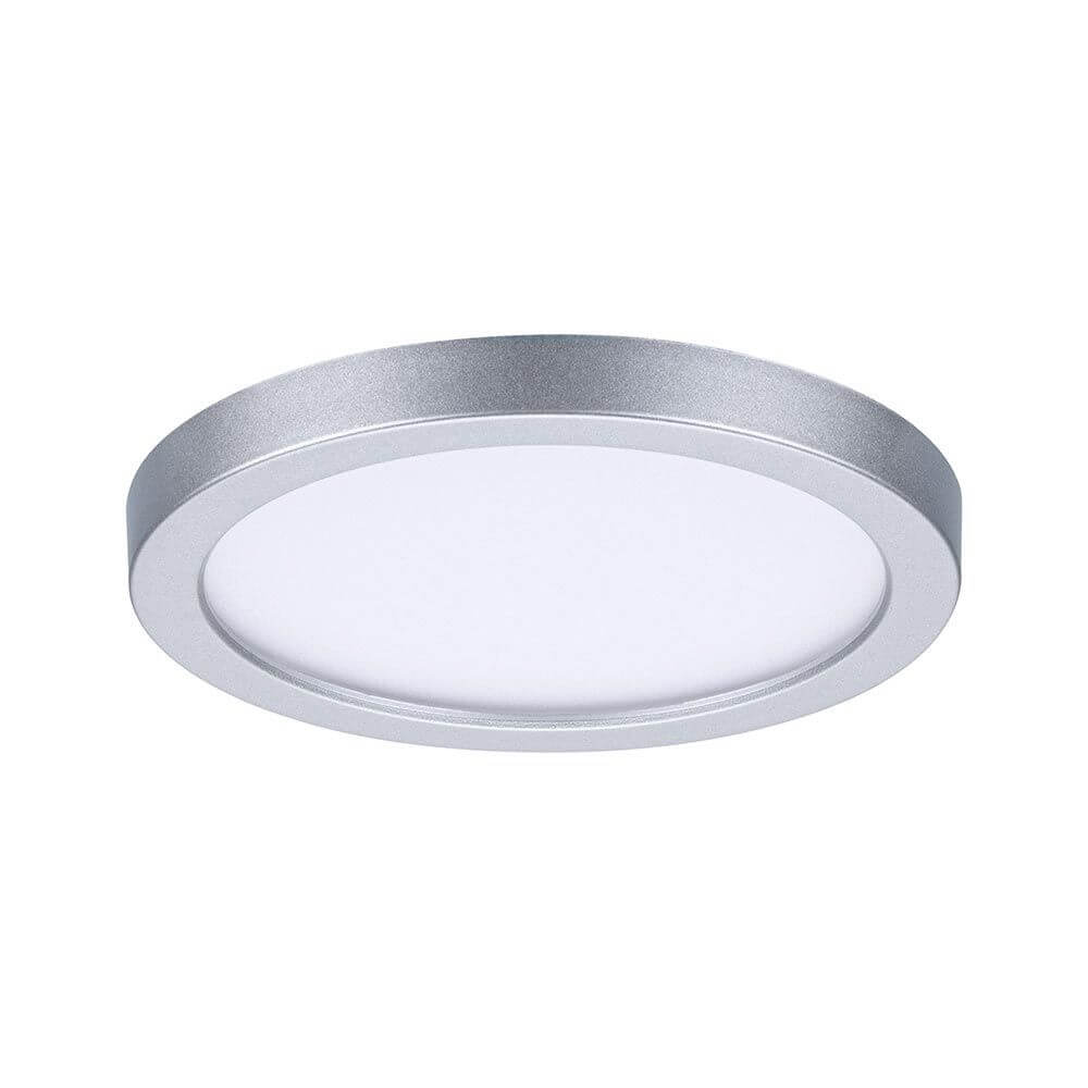 VariFit LED Einbaupanel Areo Rund Chrom-Matt mit hellem, warmweißem Licht und flexibler Einbautechnik.