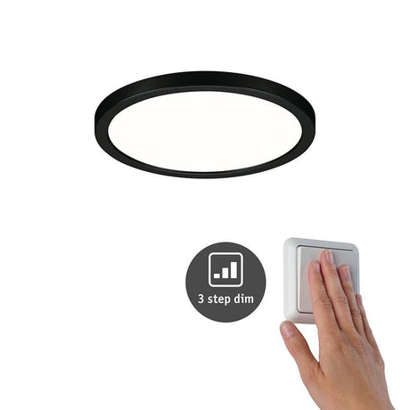 VariFit Areo LED Einbaupanel Schwarz mit 3 Stufen-Dimmer und Lichtschalter für variable Helligkeit
