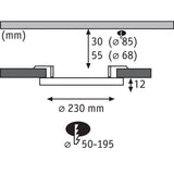 Pannello di installazione a LED Varifit areo Ø 23 cm con Dimmer Dimmer Chrom-Matt