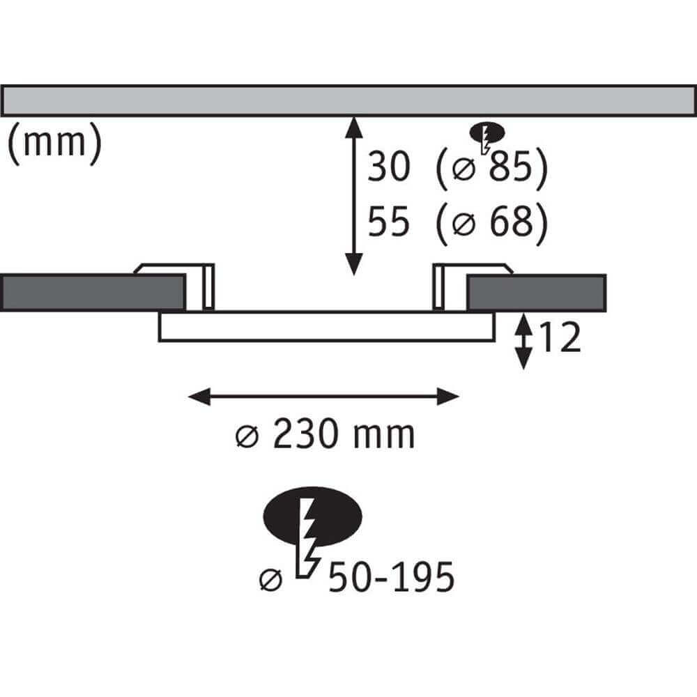 VARIFIT LED installation panel area in 3-stage dimmer Ø 23cm white