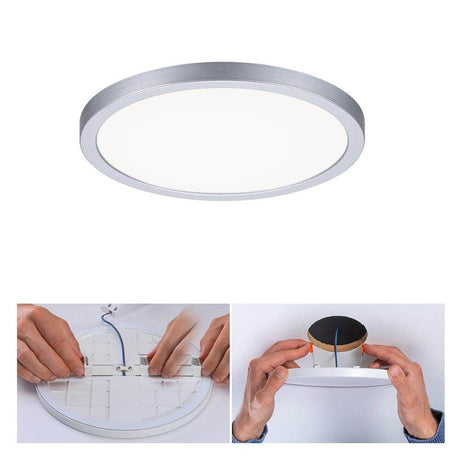 Panneau encastré VariFit LED Areo avec variateur à 3 niveaux Chrome IP44, montable et adaptable, lumière blanc chaud.