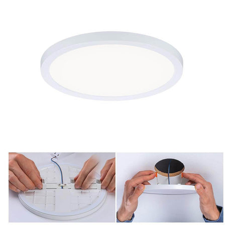 VariFit LED Einbaupanel Areo mit 3-Stufen-Dimmer Rund Weiß, runde Deckenleuchte mit Dimmerfunktion und Einbauanleitung.
