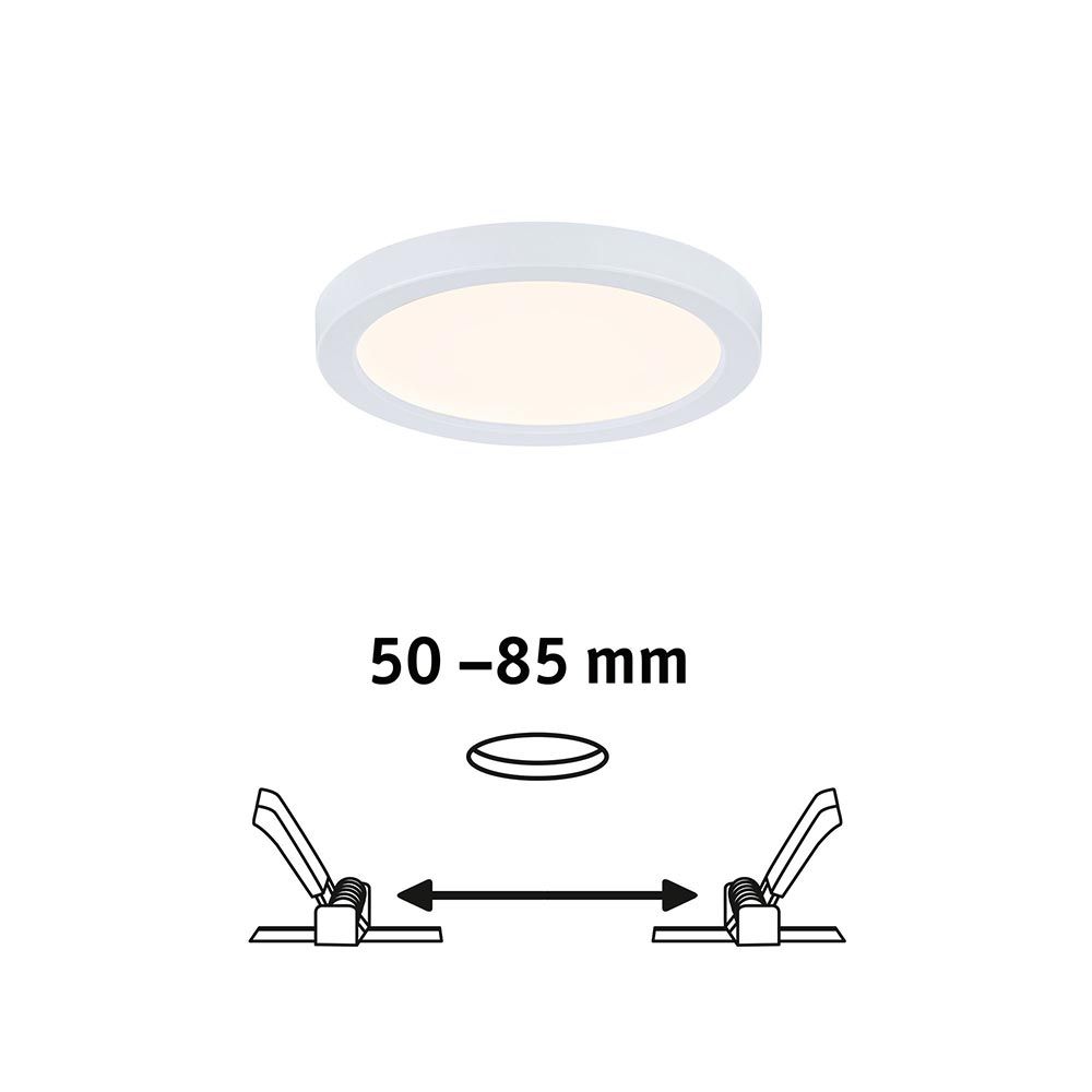 VariFit LED Einbau-Panel Areo Rund, Durchmesser 118 mm, flexible Einbautiefe 50-85 mm, warmweißes Licht.