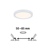 VariFit LED Einbau-Panel Areo Rund, Durchmesser 118 mm, flexible Einbautiefe 50-85 mm, warmweißes Licht.
