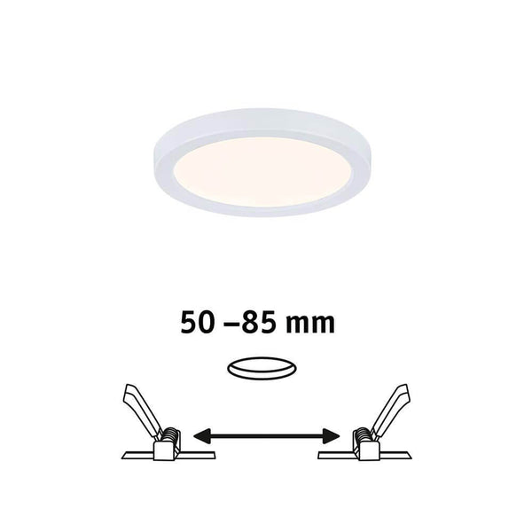 VariFit LED Einbau-Panel Areo Rund 3000K Weiß mit flexibler Einbautiefe von 50 bis 85 mm.