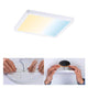 VariFit LED Einbaupanel Areo in Weiß, montiert und im Detail, zeigt Tunable White Funktion.