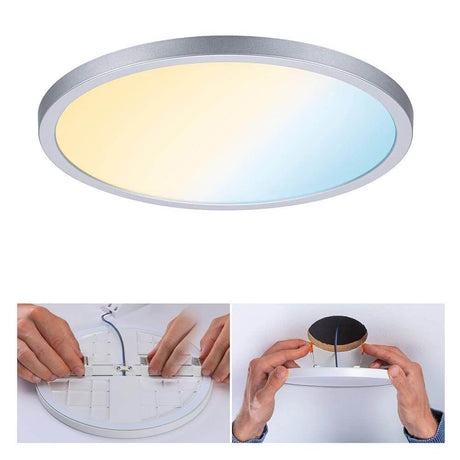 VariFit Areo LED Einbaupanel Smart Home Zigbee Chrom-Matt mit Tunable White Funktion und flexibler Installation.