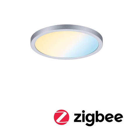 VariFit LED recessed panel Smart Home Zigbee Areo 2700-6500K with round shape and matt chrome finish.