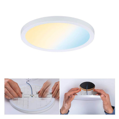 VariFit LED panneau encastré Areo Smart Home Zigbee Dim-to-Warm blanc, panneau encastré rond LED de 175 mm, Tunable White, facile à monter