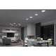 VariFit LED Einbaupanel Smart Home Zigbee Veluna Ø 21,5cm in modernen Wohnraum mit Deckenbeleuchtung.