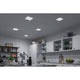 VariFit LED Einbaupanel Smart Home Zigbee Veluna Satiniert in moderner Küche mit Deckenbeleuchtung.